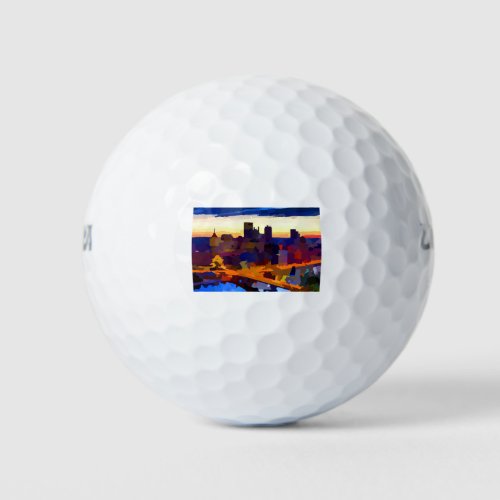 Pittsburgh Skyline at Sunrise Golf Balls