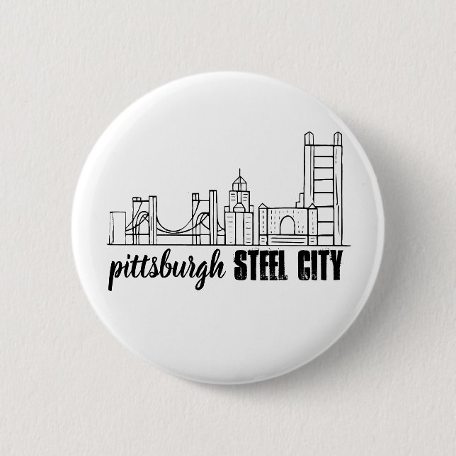 Pittsburgh Skyline Button (Front)