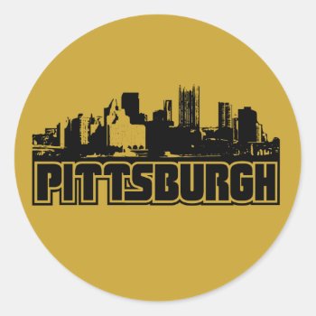Pittsburgh Skyline Classic Round Sticker by TurnRight at Zazzle