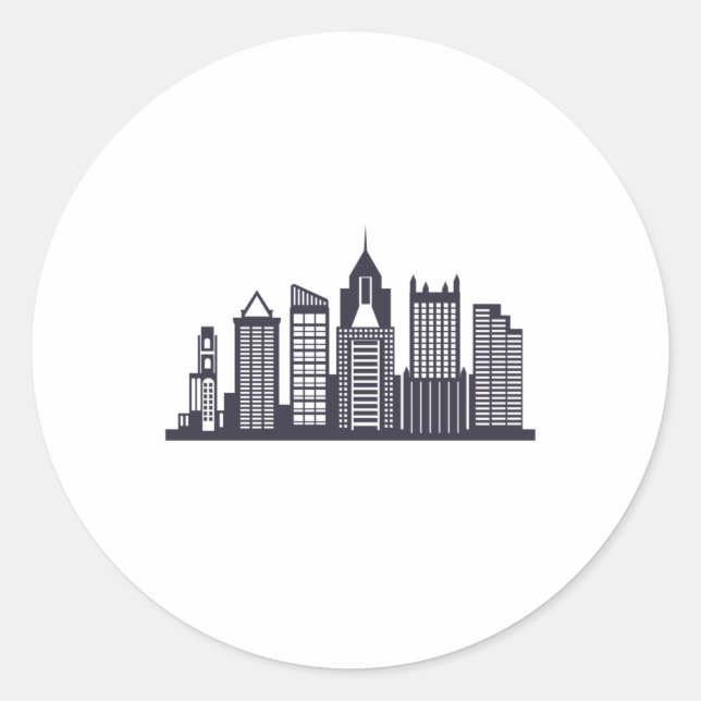 Pittsburgh Skyline Classic Round Sticker (Front)
