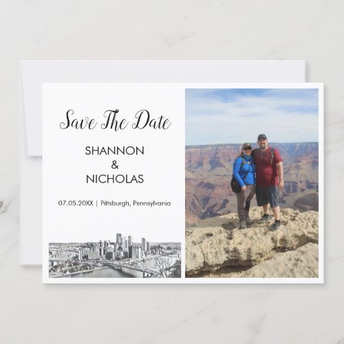 Pittsburgh Skyline Engagement Photo Save The Date