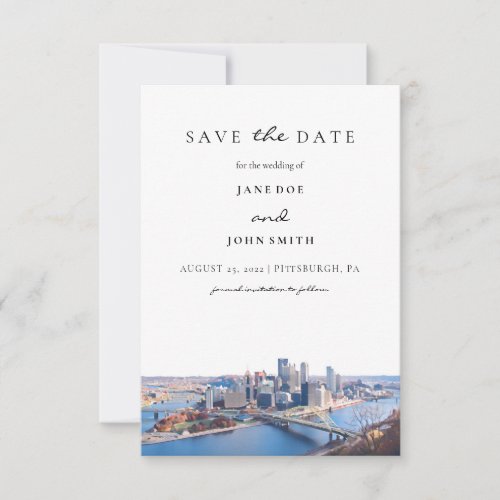 Pittsburgh Skyline Flat Save The Date Card