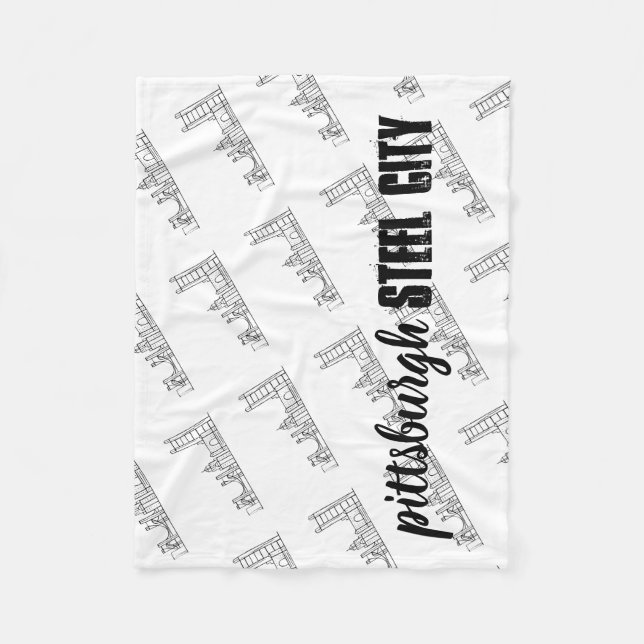 Pittsburgh Skyline Fleece Blanket (Front)