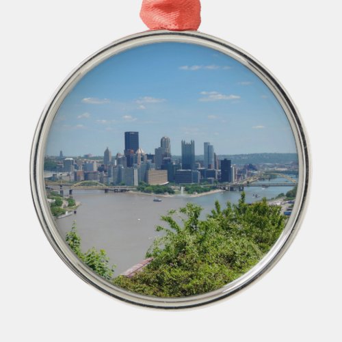 Pittsburgh Skyline from West End Overlook Metal Ornament