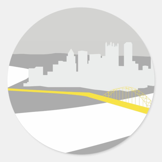 Pittsburgh skyline graphic classic round sticker (Front)