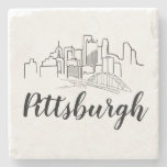 Pittsburgh Skyline Illustration Art Stone Coaster at Zazzle
