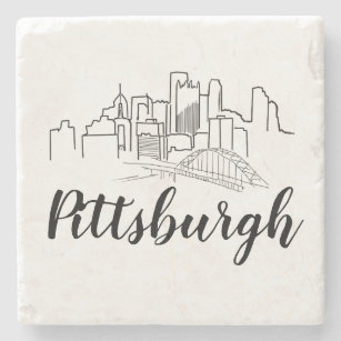 Pittsburgh Skyline Illustration Art Stone Coaster