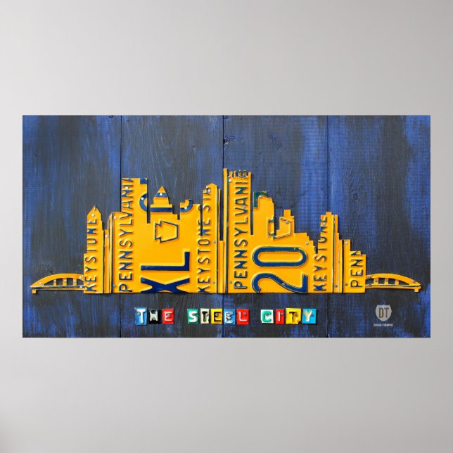 Pittsburgh Skyline License Plate Art Poster (Front)