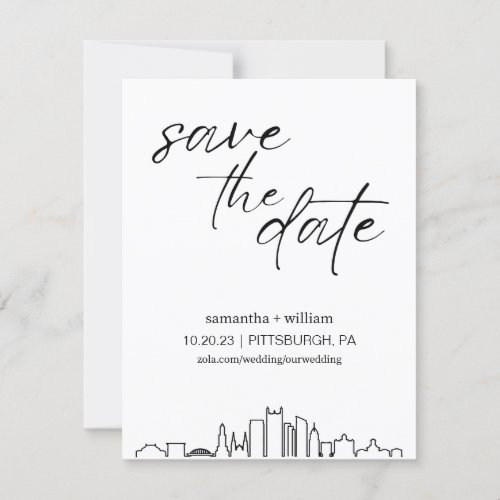 Pittsburgh Skyline MINIMALIST Save The Date Invitation