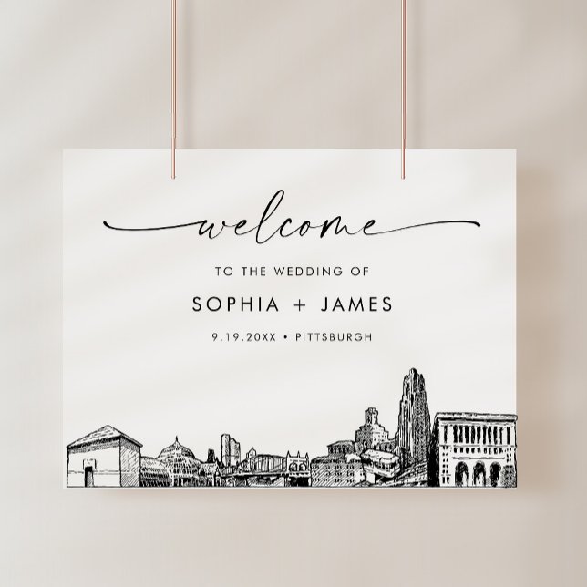 Pittsburgh Skyline Modern Wedding Welcome Foam Board (Creator Uploaded)