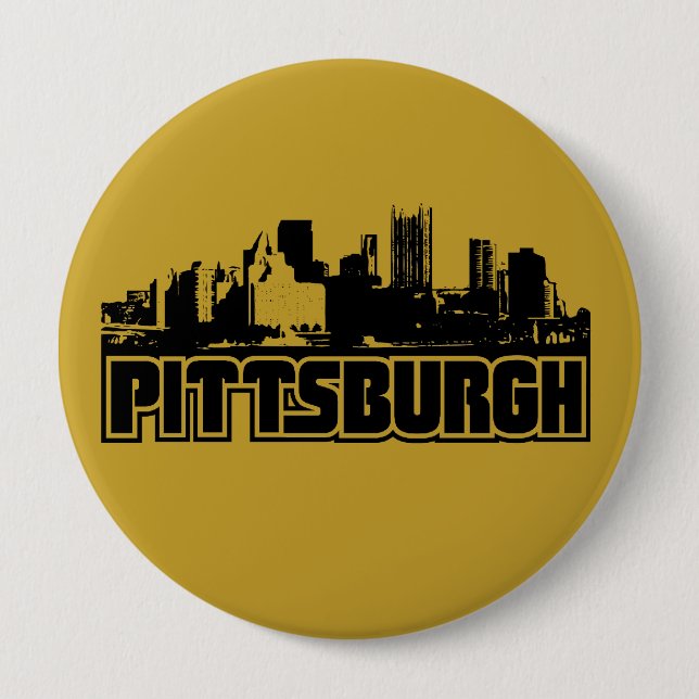 Pittsburgh Skyline Pinback Button (Front)