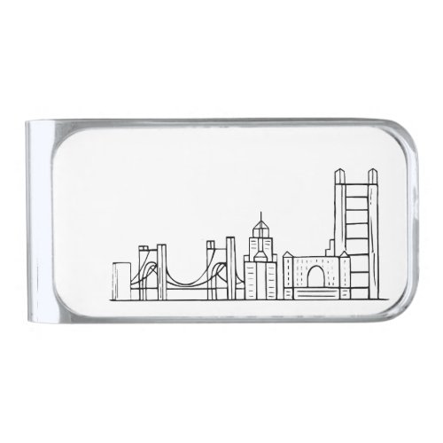 Pittsburgh Skyline Silver Finish Money Clip