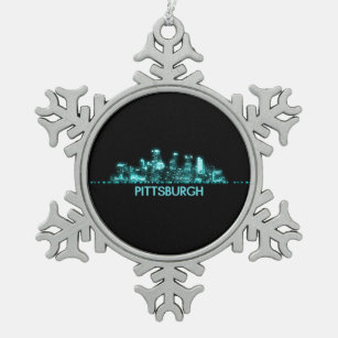 Pittsburgh Skyline Snowflake Pewter Christmas Ornament