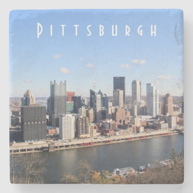 Pittsburgh Skyline Stone Coaster (Front)