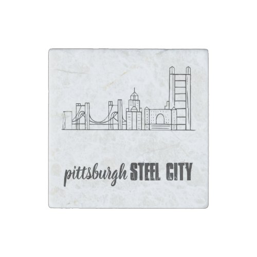 Pittsburgh Skyline Stone Magnet