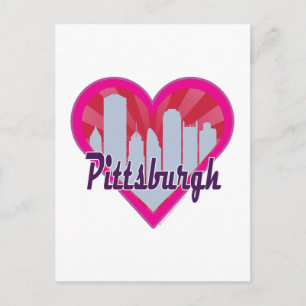 Pittsburgh Skyline Sunburst Heart Postcard