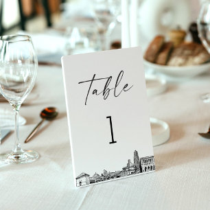 Pittsburgh Skyline Table Number 3.5x5 Card