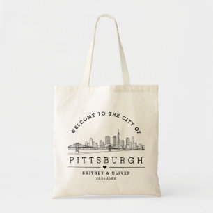 Pittsburgh Skyline Tote Bag – Custom Wedding favor