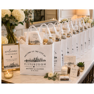 Pittsburgh Skyline Tote Bag – Custom Wedding favor