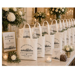Pittsburgh Skyline Tote Bag – Custom Wedding favor