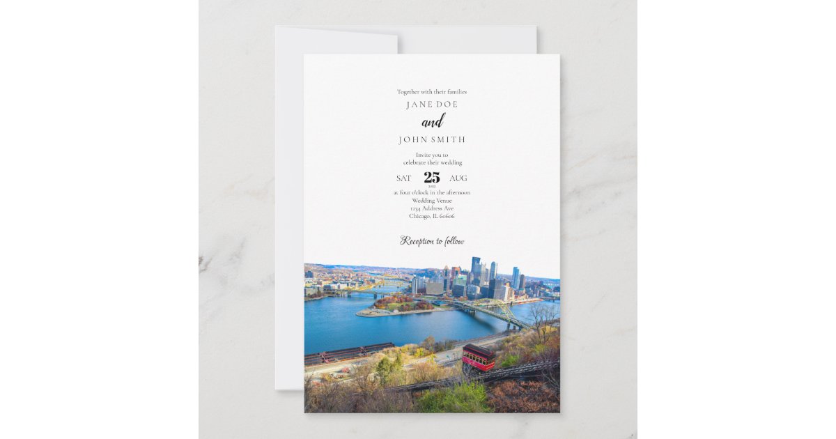 Pittsburgh Skyline Wedding Invitation | Zazzle
