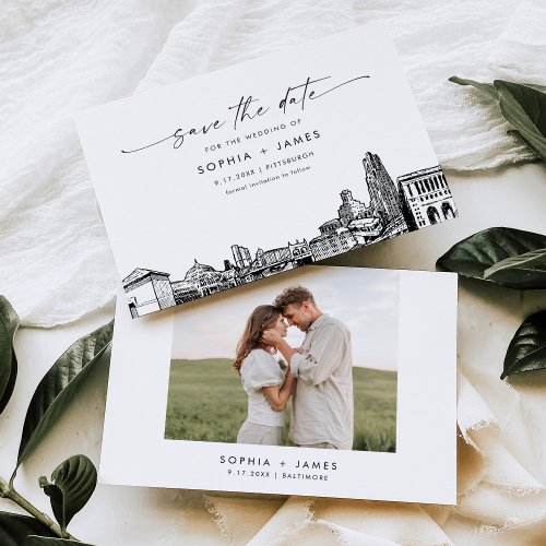 Pittsburgh Skyline Wedding Save the Date Card