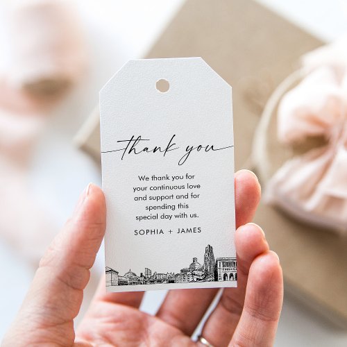 Pittsburgh Skyline Wedding Thank You Favor Tag