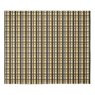 Pittsburgh Sports Fan Black Yellow Gold Plaid Duvet Cover