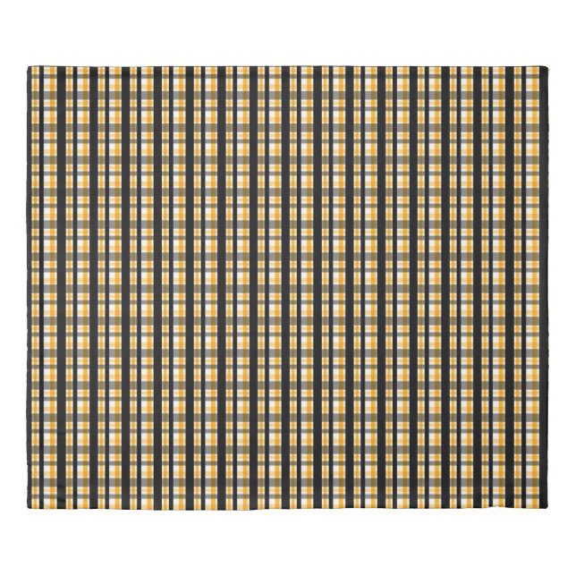 Pittsburgh Sports Fan Black Yellow Gold Plaid Duvet Cover (Front)