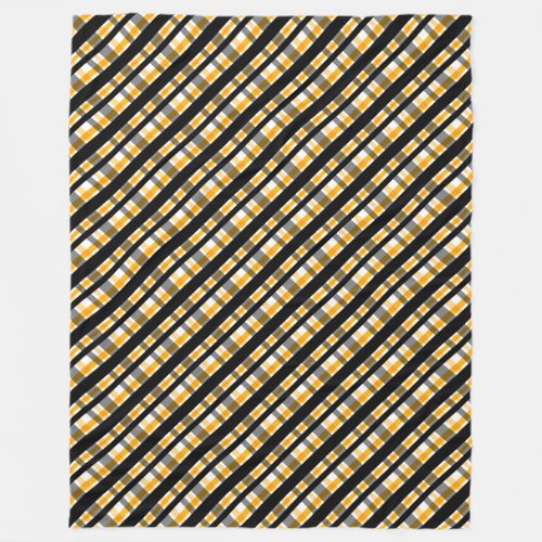 Pittsburgh Sports Fan Black Yellow Gold Plaid Fleece Blanket