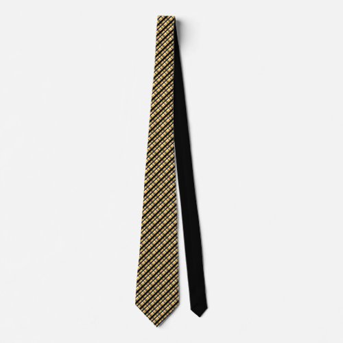 Pittsburgh Sports Fan Black Yellow Gold Plaid Neck Tie