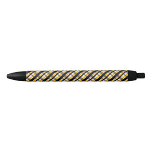 Pittsburgh Sports Fan Black Yellow Gold Plaid Pen
