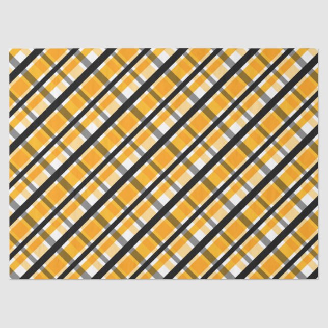 Pittsburgh Sports Fan Yellow Gold Black Plaid Tissue Paper (Front)
