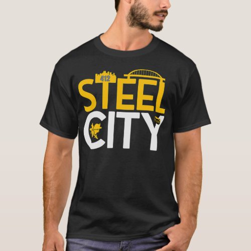 Pittsburgh Steel City 412 Skyline Map Bridge Penns T_Shirt