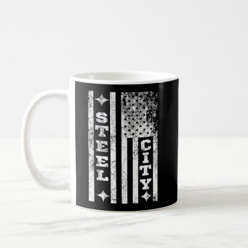 Pittsburgh Steel City American Flag Patriotic Vint Coffee Mug