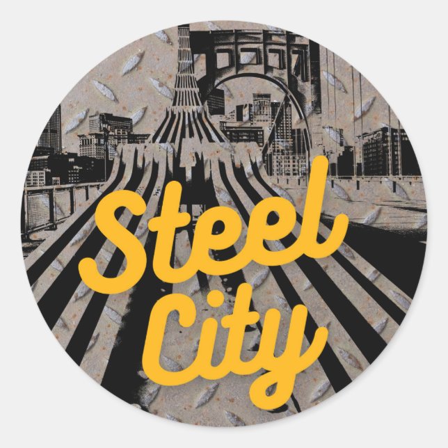 Pittsburgh Steel City Bridge Skyline Pennsylvania  Classic Round Sticker (Front)