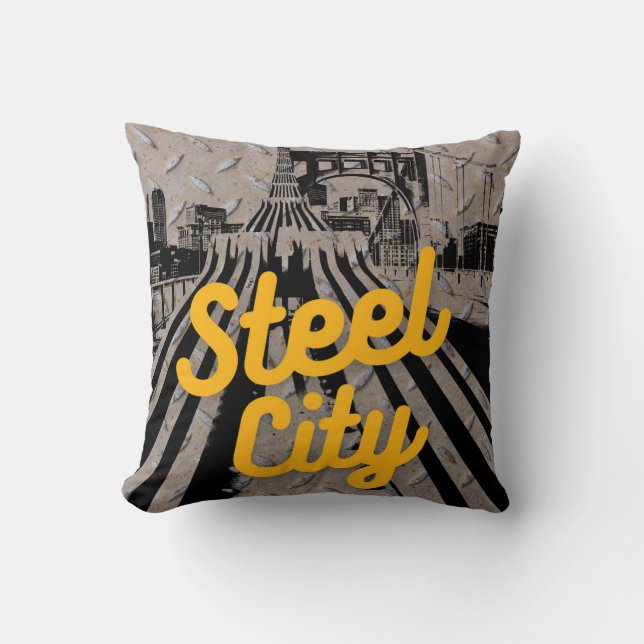 Pittsburgh Steel City Bridge Skyline Pennsylvania  Throw Pillow (Front)