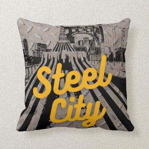 Pittsburgh Steel City Bridge Skyline Pennsylvania Throw Pillow