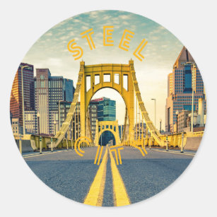 Pittsburgh Steel City Skyline 412 Pennsylvania Can Classic Round Sticker
