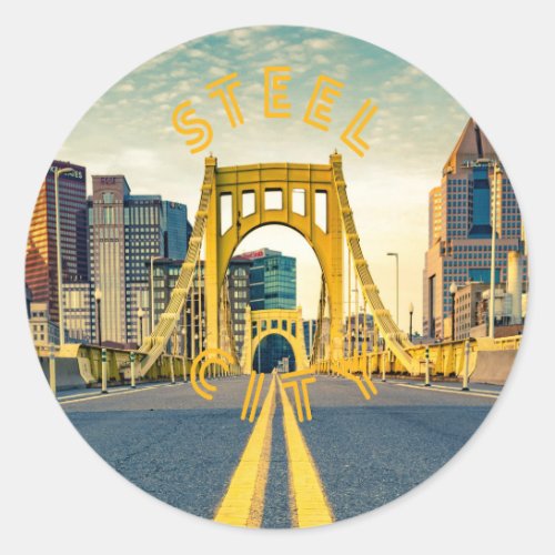 Pittsburgh Steel City Skyline 412 Pennsylvania Can Classic Round Sticker