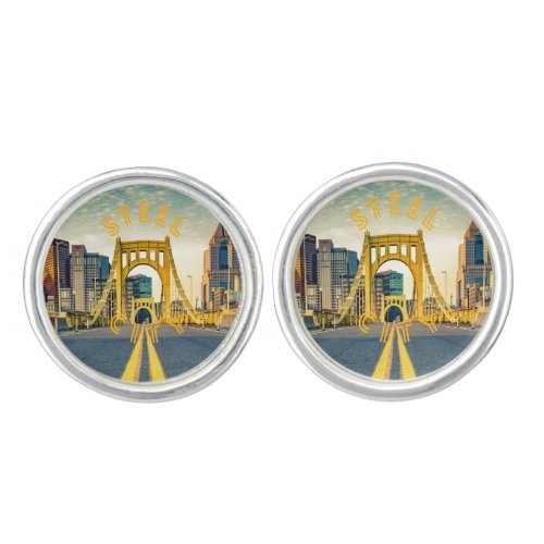 Pittsburgh Steel City Skyline 412 Pennsylvania Can Cufflinks