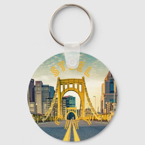 Pittsburgh Steel City Skyline 412 Pennsylvania Can Keychain