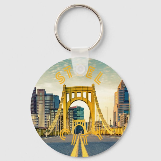 Pittsburgh Steel City Skyline 412 Pennsylvania Can Keychain (Front)
