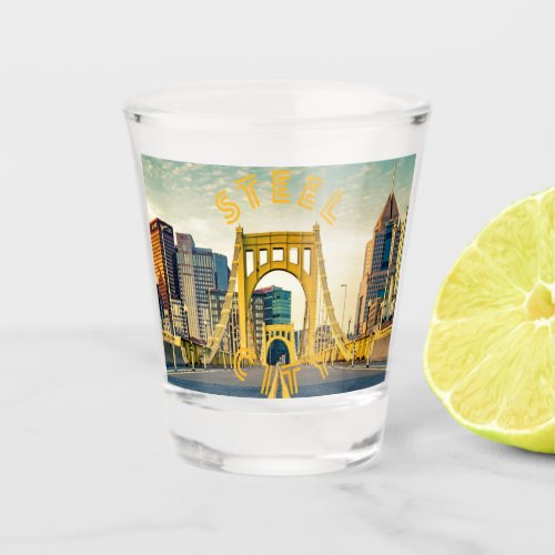 Pittsburgh Steel City Skyline 412 Pennsylvania Can Shot Glass