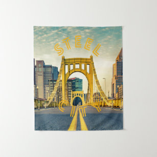 Pittsburgh Steel City Skyline 412 Pennsylvania Can Tapestry
