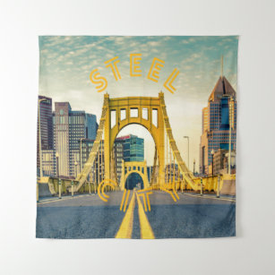 Pittsburgh Steel City Skyline 412 Pennsylvania Can Tapestry