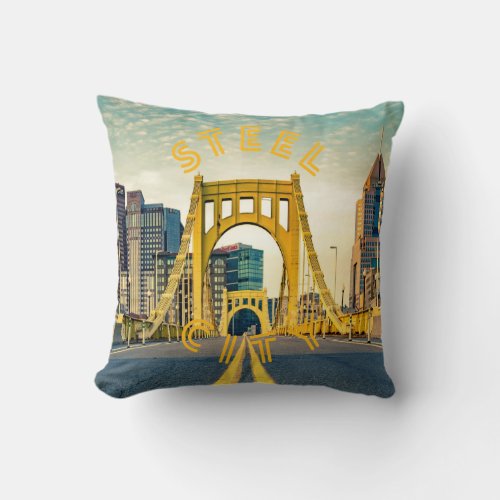 Pittsburgh Steel City Skyline 412 Pennsylvania Can Throw Pillow