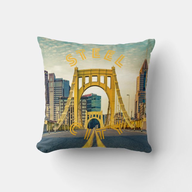 Pittsburgh Steel City Skyline 412 Pennsylvania Can Throw Pillow (Front)