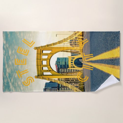 Pittsburgh Steel City Skyline Bridge Pennsylvania  Beach Towel