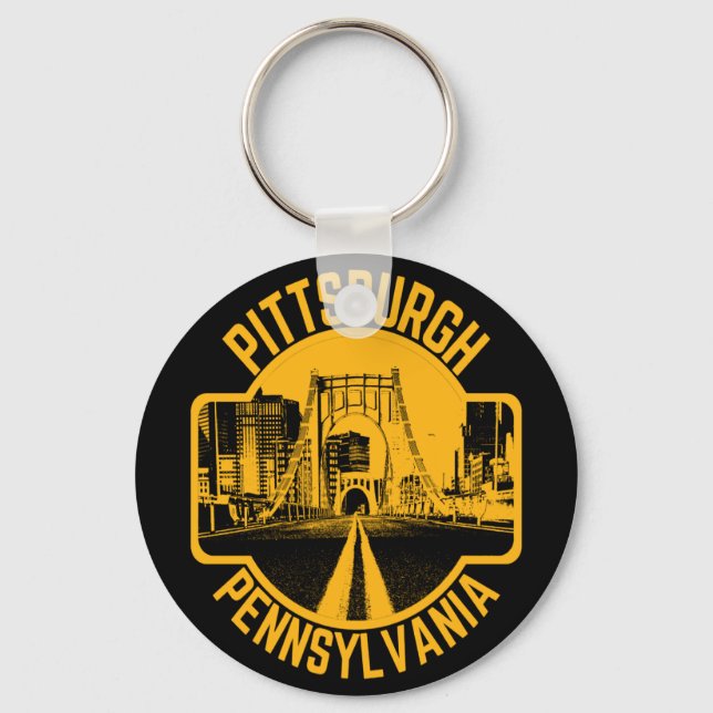 Pittsburgh Steel City Skyline Bridge Pennsylvania  Keychain (Front)